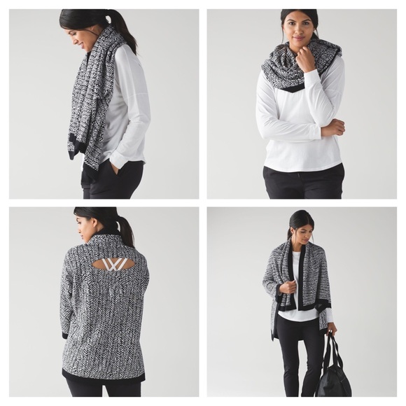 lululemon athletica Sweaters - NWOT Lululemon Multi Way Scarf Cape Black White OS